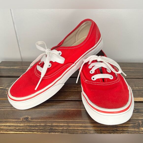 Classic Red Vans Skate Sneakers Lace Up Low Top Shoes Men’s Size 5 - Picture 1 of 9